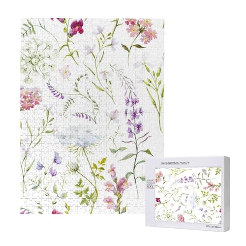 Aquarell Blumen Wildblumen,500 Teile Holzpuzzle Familienspiel Puzzles für Erwachsene und Jugendliche Aquarell Blumen Wildblumen,500 Teile Holzpuzzle Familienspiel Puzzles für Erwachsene und Jugendliche von YWSOTRE
