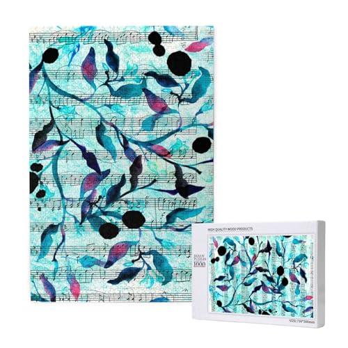 Aquarell Musik Zweige Blätter,1000 Teile Holzpuzzle Familienspiel Puzzle für Erwachsene und Jugendliche Aquarell Musik Zweige Blätter,1000 Teile Holzpuzzle Familienspiel Puzzle für Erwachsene und Jugendliche von YWSOTRE
