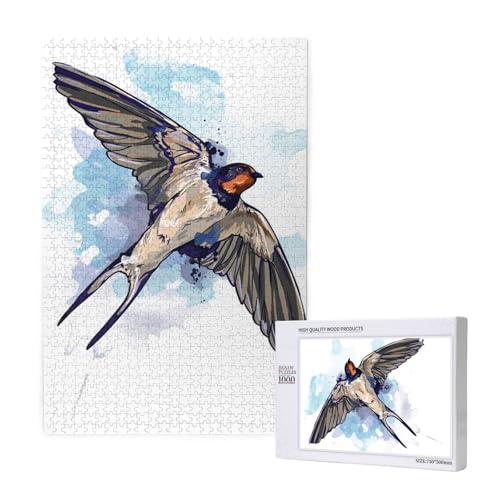 Aquarell Vogel Schwalbe,1000 Teile Holzpuzzle Familienspiel Puzzle für Erwachsene und Jugendliche Aquarell Vogel Schwalbe,1000 Teile Holzpuzzle Familienspiel Puzzle für Erwachsene und Jugendliche von YWSOTRE