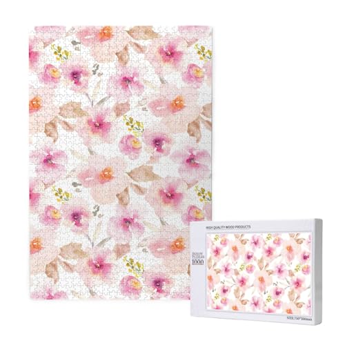 Aquarell rosa und lila Blumen,1000 Teile Holzpuzzle Familienspiel Puzzle für Erwachsene und Jugendliche Aquarell rosa und lila Blumen,1000 Teile Holzpuzzle Familienspiel Puzzle für Erwachsene und Jugendliche von YWSOTRE