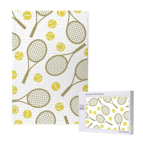 Ballspiel Tennis,1000 Teile Holzpuzzle Familienspiel Puzzle für Erwachsene und Jugendliche von YWSOTRE