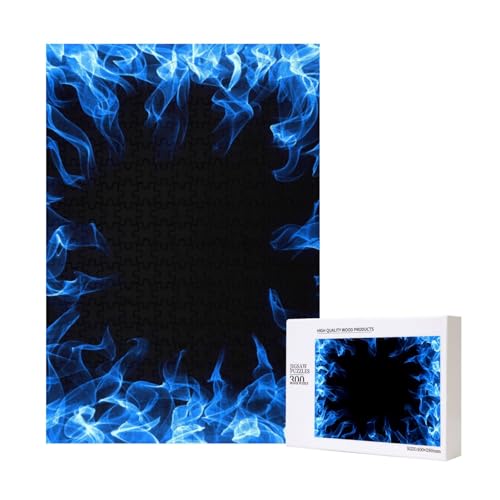 Blaue Flamme umkreist,300 Teile Holzpuzzle Familienspiel Puzzle für Erwachsene und Jugendliche von YWSOTRE