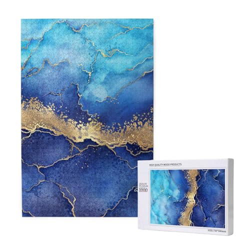 Blauer Marmor Abstrakt Gold,1000 Teile Holzpuzzle Familienspiel Puzzle für Erwachsene und Jugendliche Blauer Marmor Abstrakt Gold,1000 Teile Holzpuzzle Familienspiel Puzzle für Erwachsene und Jugendliche von YWSOTRE