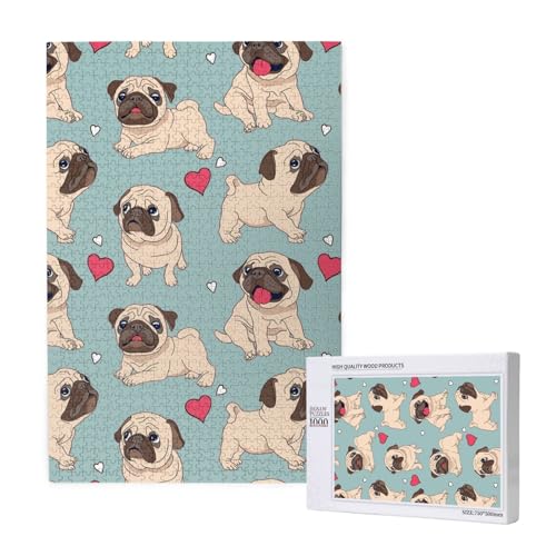 Blauer Mops Sticker,1000 Teile Holzpuzzle Familienspiel Puzzle für Erwachsene und Jugendliche Blauer Mops Sticker,1000 Teile Holzpuzzle Familienspiel Puzzle für Erwachsene und Jugendliche von YWSOTRE