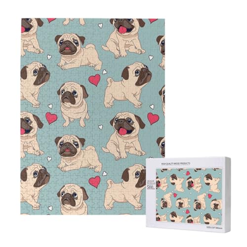 Blauer Mops Sticker,500 Teile Holzpuzzle Familienspiel Puzzles für Erwachsene und Jugendliche Blauer Mops Sticker,500 Teile Holzpuzzle Familienspiel Puzzles für Erwachsene und Jugendliche von YWSOTRE