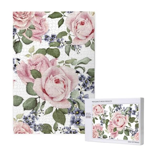 Blühende rosa Rose,1000 Teile Holzpuzzle Familienspiel Puzzle für Erwachsene und Jugendliche Blühende rosa Rose,1000 Teile Holzpuzzle Familienspiel Puzzle für Erwachsene und Jugendliche von YWSOTRE
