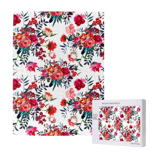 Blumensträuße in leuchtenden, schicken Rot- und Marineblautönen,500 Teile Holzpuzzle Familienspiel Puzzles für Erwachsene und Jugendliche Blumensträuße in leuchtenden, schicken Rot- und Marineblautönen,500 Teile Holzpuzzle Familienspiel Puzzles für Erwachsene und Jugendliche von YWSOTRE