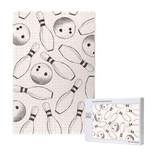 Bowling-Pins und Kugeln,1000 Teile Holzpuzzle Familienspiel Puzzle für Erwachsene und Jugendliche von YWSOTRE