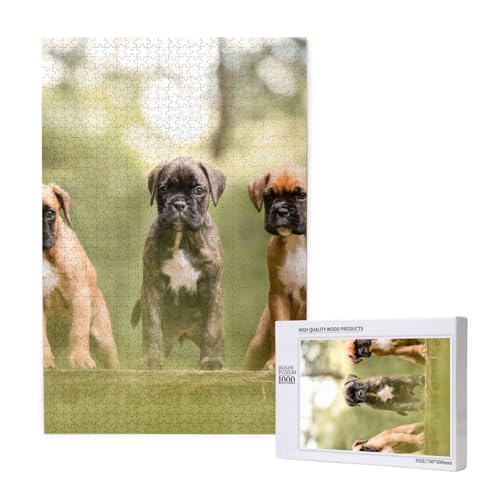Boxer Hunde Welpen Haustiere Familienhunde,1000 Teile Holzpuzzle Familienspiel Puzzle für Erwachsene und Jugendliche Boxer Hunde Welpen Haustiere Familienhunde,1000 Teile Holzpuzzle Familienspiel Puzzle für Erwachsene und Jugendliche von YWSOTRE