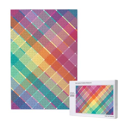Bunte Regenbogen Multicolor Plaid Streifen,1000 Teile Holzpuzzle Familienspiel Puzzle für Erwachsene und Jugendliche Bunte Regenbogen Multicolor Plaid Streifen,1000 Teile Holzpuzzle Familienspiel Puzzle für Erwachsene und Jugendliche von YWSOTRE