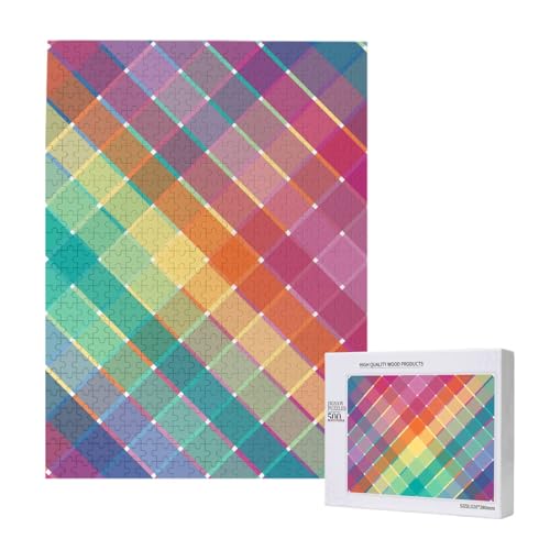 Bunte Regenbogen Multicolor Plaid Streifen,500 Teile Holzpuzzle Familienspiel Puzzles für Erwachsene und Jugendliche Bunte Regenbogen Multicolor Plaid Streifen,500 Teile Holzpuzzle Familienspiel Puzzles für Erwachsene und Jugendliche von YWSOTRE