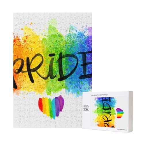 Buntes Aquarell-Stil LGBT Gay Pride Regenbogen-Herz,300 Teile Holzpuzzle Familienspiel Puzzle für Erwachsene und Jugendliche Buntes Aquarell-Stil LGBT Gay Pride Regenbogen-Herz,300 Teile Holzpuzzle Familienspiel Puzzle für Erwachsene und Jugendliche von YWSOTRE