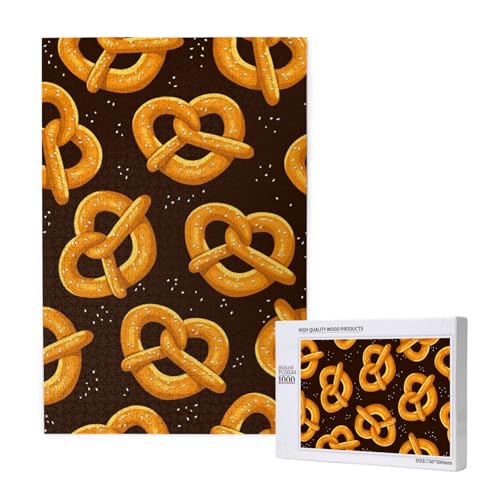Cartoon Brezel,1000 Teile Holzpuzzle Familienspiel Puzzle für Erwachsene und Jugendliche von YWSOTRE