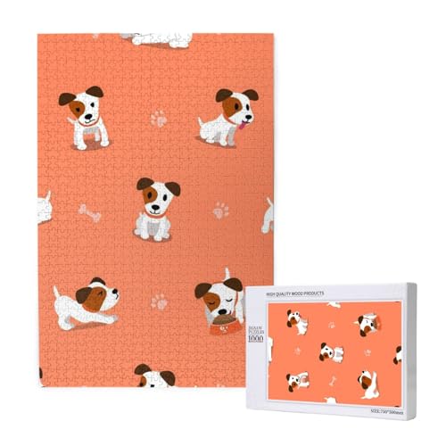 Cartoon-Jack-Russell-Terrier,1000 Teile Holzpuzzle Familienspiel Puzzle für Erwachsene und Jugendliche Cartoon-Jack-Russell-Terrier,1000 Teile Holzpuzzle Familienspiel Puzzle für Erwachsene und Jugendliche von YWSOTRE