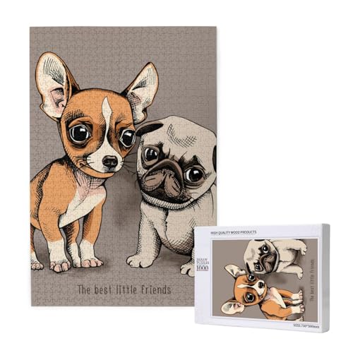 Chihuahua Bulldog süße Mops Hund Haustier Tier Freunde Welpen Beige,1000 Teile Holzpuzzle Familienspiel Puzzle für Erwachsene und Jugendliche Chihuahua Bulldog süße Mops Hund Haustier Tier Freunde Welpen Beige,1000 Teile Holzpuzzle Familienspiel Puzzle für Erwachsene und Jugendliche von YWSOTRE