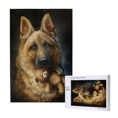 Deutscher Schäferhund mit süßem Spielzeug,1000 Teile Holzpuzzle Familienspiel Puzzle für Erwachsene und Jugendliche Deutscher Schäferhund mit süßem Spielzeug,1000 Teile Holzpuzzle Familienspiel Puzzle für Erwachsene und Jugendliche von YWSOTRE
