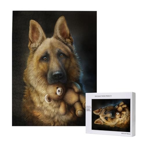 Deutscher Schäferhund mit süßem Spielzeug,500 Teile Holzpuzzle Familienspiel Puzzles für Erwachsene und Jugendliche Deutscher Schäferhund mit süßem Spielzeug,500 Teile Holzpuzzle Familienspiel Puzzles für Erwachsene und Jugendliche von YWSOTRE