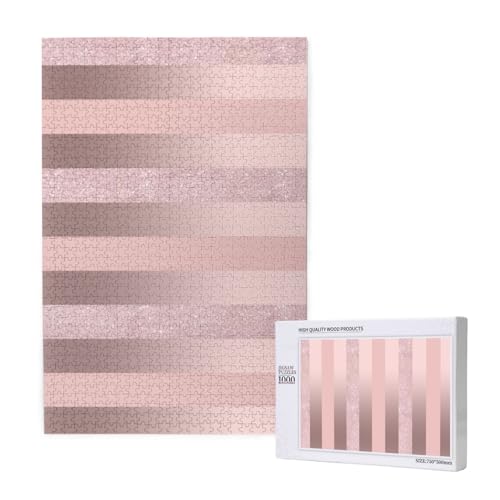 Eleganter Roségold-Glitzer-Rosé-Streifen,1000 Teile Holzpuzzle Familienspiel Puzzle für Erwachsene und Jugendliche Eleganter Roségold-Glitzer-Rosé-Streifen,1000 Teile Holzpuzzle Familienspiel Puzzle für Erwachsene und Jugendliche von YWSOTRE