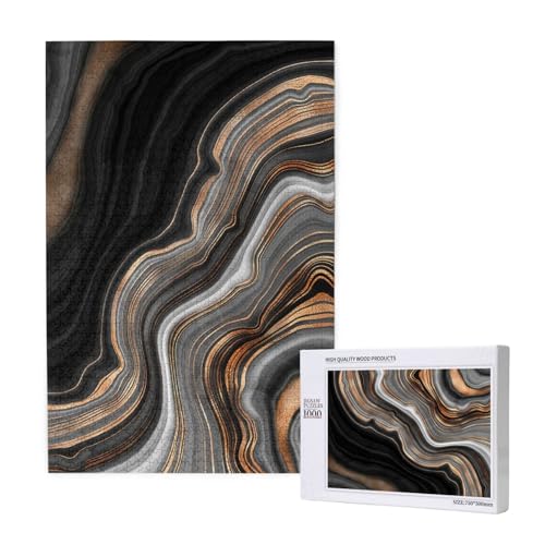 Eleganter schwarzer Marmor mit Gold- und Kupferadern,1000 Teile Holzpuzzle Familienspiel Puzzle für Erwachsene und Jugendliche Eleganter schwarzer Marmor mit Gold- und Kupferadern,1000 Teile Holzpuzzle Familienspiel Puzzle für Erwachsene und Jugendliche von YWSOTRE