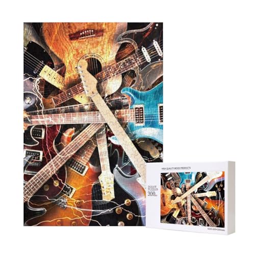Elektrische Gitarre,300 Teile Holzpuzzle Familienspiel Puzzle für Erwachsene und Jugendliche von YWSOTRE