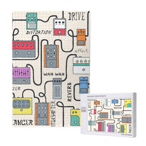 Farbige Gitarrenpedale,1000 Teile Holzpuzzle Familienspiel Puzzle für Erwachsene und Jugendliche von YWSOTRE