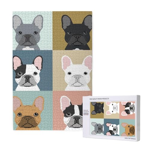 Französische Bulldogge Bedruckt,1000 Teile Holzpuzzle Familienspiel Puzzle für Erwachsene und Jugendliche Französische Bulldogge Bedruckt,1000 Teile Holzpuzzle Familienspiel Puzzle für Erwachsene und Jugendliche von YWSOTRE