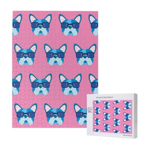 Französische Bulldogge mit Brille,500 Teile Holzpuzzle Familienspiel Puzzles für Erwachsene und Jugendliche Französische Bulldogge mit Brille,500 Teile Holzpuzzle Familienspiel Puzzles für Erwachsene und Jugendliche von YWSOTRE