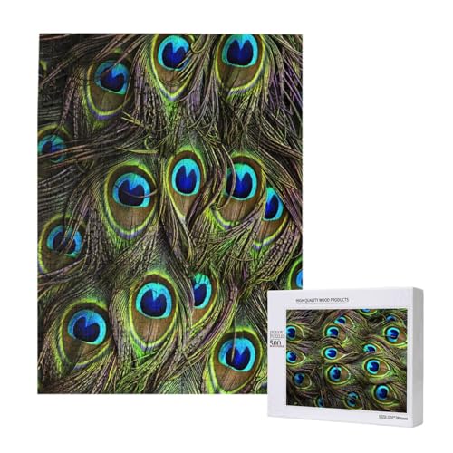 Frischer Pfau,500 Teile Holzpuzzle Familienspiel Puzzles für Erwachsene und Jugendliche von YWSOTRE