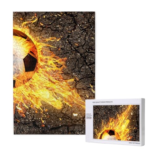 Fußball in brennenden Feuerflammen,1000 Teile Holzpuzzle Familienspiel Puzzle für Erwachsene und Jugendliche Fußball in brennenden Feuerflammen,1000 Teile Holzpuzzle Familienspiel Puzzle für Erwachsene und Jugendliche von YWSOTRE