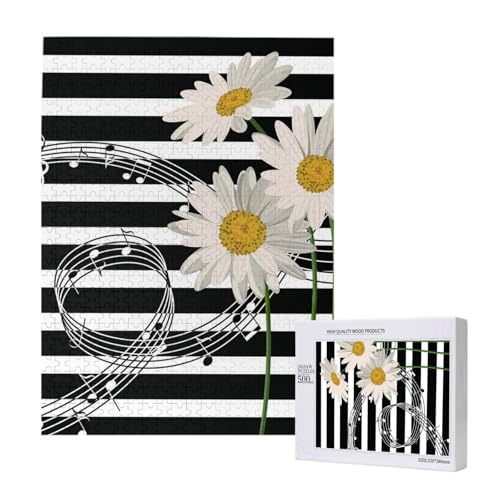 Gänseblümchen-Blumen-Musiknote-Streifenmuster,500 Teile Holzpuzzle Familienspiel Puzzles für Erwachsene und Jugendliche Gänseblümchen-Blumen-Musiknote-Streifenmuster,500 Teile Holzpuzzle Familienspiel Puzzles für Erwachsene und Jugendliche von YWSOTRE