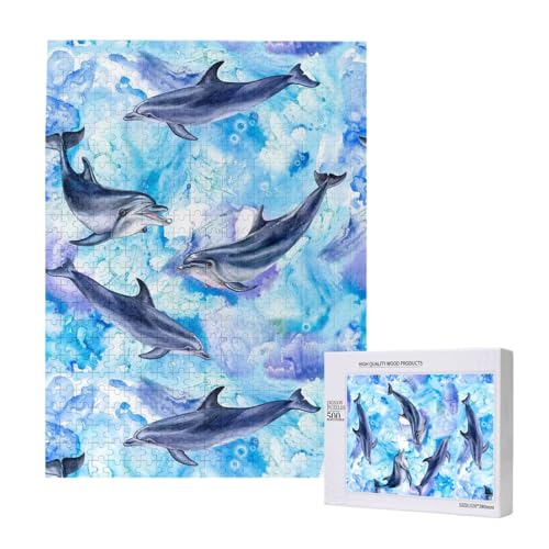 Gemälde Delfin,500 Teile Holzpuzzle Familienspiel Puzzles für Erwachsene und Jugendliche Gemälde Delfin,500 Teile Holzpuzzle Familienspiel Puzzles für Erwachsene und Jugendliche von YWSOTRE