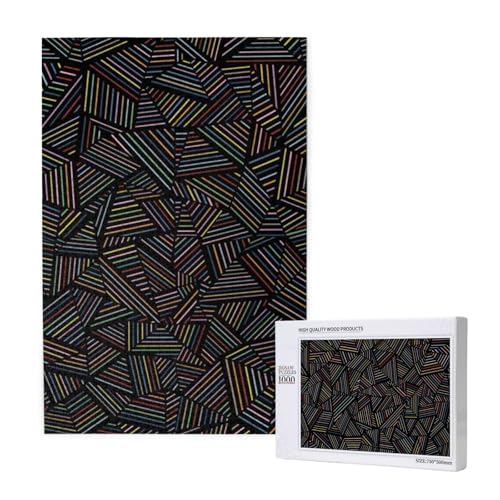 Geometrischer linearer Regenbogen 3D gedruckt,1000 Teile Holzpuzzle Familienspiel Puzzle für Erwachsene und Jugendliche von YWSOTRE