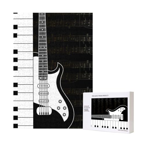 Gitarre und Notensysteme,300 Teile Holzpuzzle Familienspiel Puzzle für Erwachsene und Jugendliche von YWSOTRE