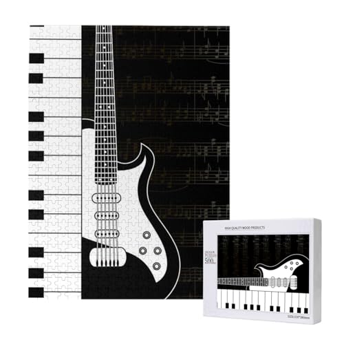 Gitarre und Notensysteme,500 Teile Holzpuzzle Familienspiel Puzzles für Erwachsene und Jugendliche von YWSOTRE