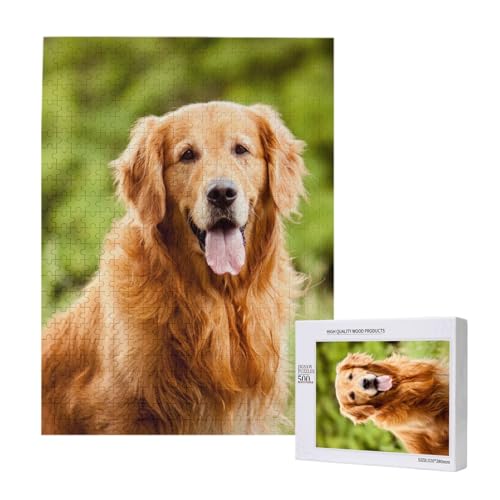 Golden Retriever Hund,500 Teile Holzpuzzle Familienspiel Puzzles für Erwachsene und Jugendliche von YWSOTRE