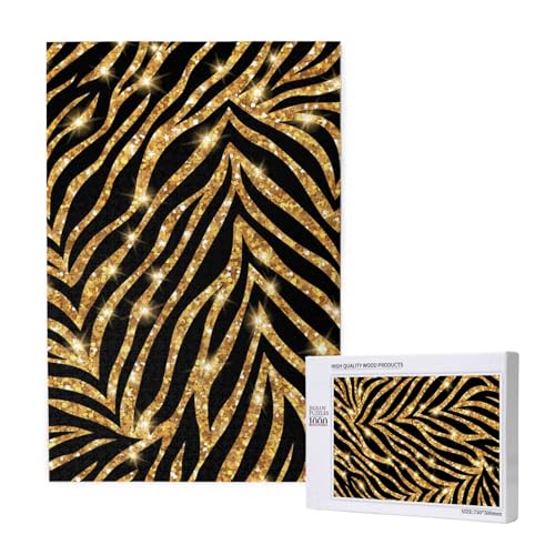 Goldener Zebra-Tierdruck,1000 Teile Holzpuzzle Familienspiel Puzzle für Erwachsene und Jugendliche Goldener Zebra-Tierdruck,1000 Teile Holzpuzzle Familienspiel Puzzle für Erwachsene und Jugendliche von YWSOTRE