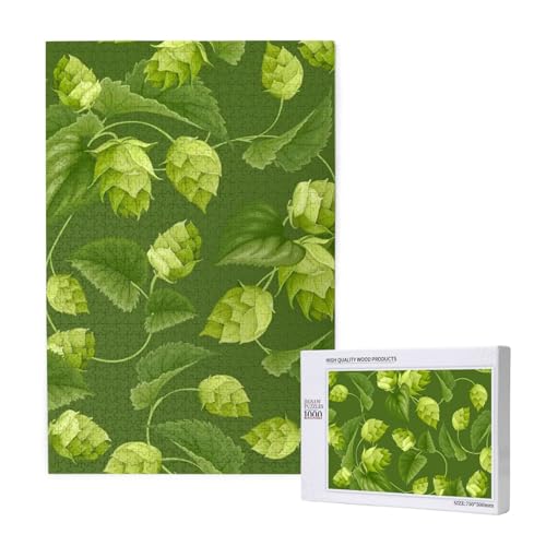 Grünes Hopfen- und Blättermuster,1000 Teile Holzpuzzle Familienspiel Puzzle für Erwachsene und Jugendliche Grünes Hopfen- und Blättermuster,1000 Teile Holzpuzzle Familienspiel Puzzle für Erwachsene und Jugendliche von YWSOTRE