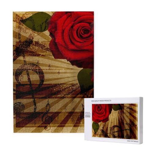 Grunge Rose Vintage Musik,1000 Teile Holzpuzzle Familienspiel Puzzle für Erwachsene und Jugendliche Grunge Rose Vintage Musik,1000 Teile Holzpuzzle Familienspiel Puzzle für Erwachsene und Jugendliche von YWSOTRE