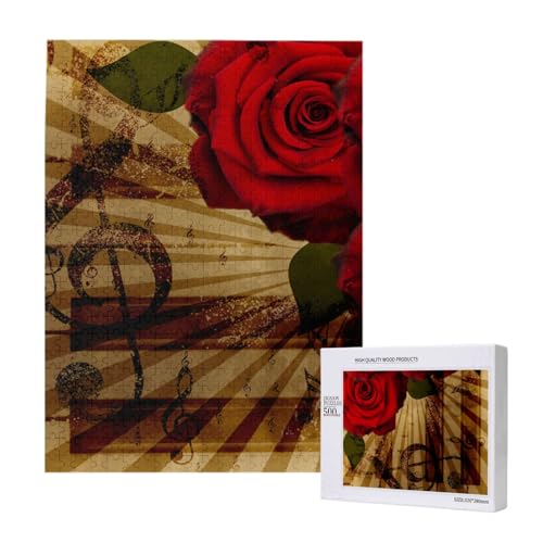 Grunge Rose Vintage Musik,500 Teile Holzpuzzle Familienspiel Puzzles für Erwachsene und Jugendliche Grunge Rose Vintage Musik,500 Teile Holzpuzzle Familienspiel Puzzles für Erwachsene und Jugendliche von YWSOTRE