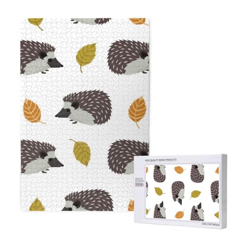Herbstlaub Igel,1000 Teile Holzpuzzle Familienspiel Puzzle für Erwachsene und Jugendliche Herbstlaub Igel,1000 Teile Holzpuzzle Familienspiel Puzzle für Erwachsene und Jugendliche von YWSOTRE
