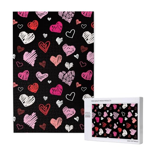 Herzen Rosa und rote Herzen,1000 Teile Holzpuzzle Familienspiel Puzzle für Erwachsene und Jugendliche Herzen Rosa und rote Herzen,1000 Teile Holzpuzzle Familienspiel Puzzle für Erwachsene und Jugendliche von YWSOTRE