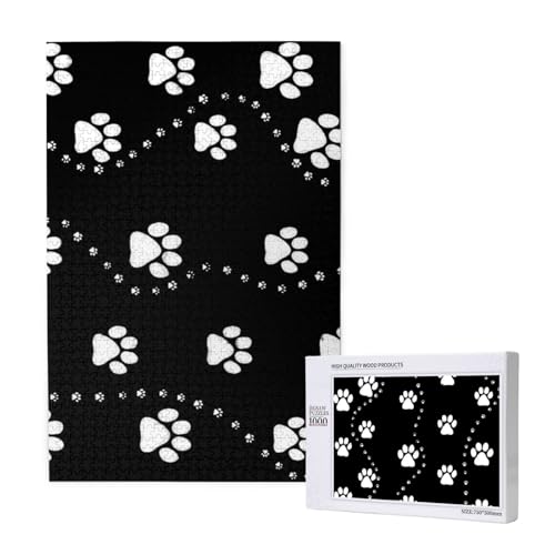 Hundepfoten-Print-Stil Schwarz,1000 Teile Holzpuzzle Familienspiel Puzzle für Erwachsene und Jugendliche Hundepfoten-Print-Stil Schwarz,1000 Teile Holzpuzzle Familienspiel Puzzle für Erwachsene und Jugendliche von YWSOTRE