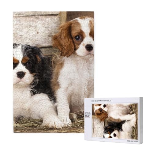 Kleine Welpen des Cavalier King Charles Spaniel,1000 Teile Holzpuzzle Familienspiel Puzzle für Erwachsene und Jugendliche von YWSOTRE