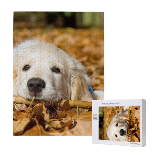 Lazy Dog Welpe Bedruckt,500 Teile Holzpuzzle Familienspiel Puzzles für Erwachsene und Jugendliche von YWSOTRE