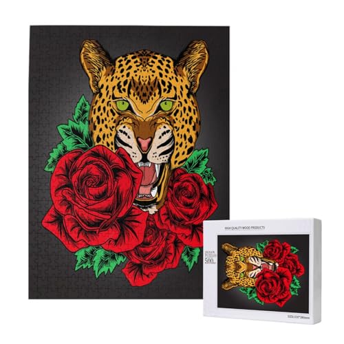 Leopard mit Rosen,500 Teile Holzpuzzle Familienspiel Puzzles für Erwachsene und Jugendliche Leopard mit Rosen,500 Teile Holzpuzzle Familienspiel Puzzles für Erwachsene und Jugendliche von YWSOTRE