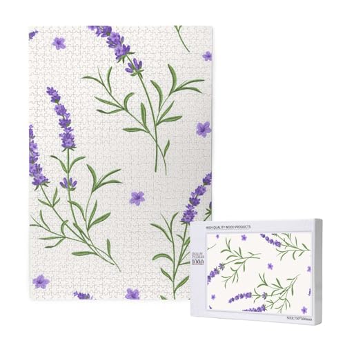 Lila Lavendel Blumen Weiß,1000 Teile Holzpuzzle Familienspiel Puzzle für Erwachsene und Jugendliche Lila Lavendel Blumen Weiß,1000 Teile Holzpuzzle Familienspiel Puzzle für Erwachsene und Jugendliche von YWSOTRE