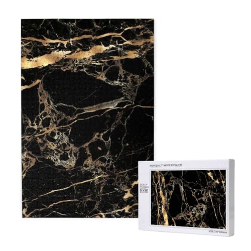 Marmor Schwarz Gold,1000 Teile Holzpuzzle Familienspiel Puzzle für Erwachsene und Jugendliche Marmor Schwarz Gold,1000 Teile Holzpuzzle Familienspiel Puzzle für Erwachsene und Jugendliche von YWSOTRE