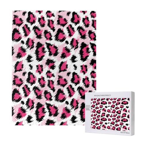 Modisches rosa Leopardenmuster,500 Teile Holzpuzzle Familienspiel Puzzles für Erwachsene und Jugendliche Modisches rosa Leopardenmuster,500 Teile Holzpuzzle Familienspiel Puzzles für Erwachsene und Jugendliche von YWSOTRE