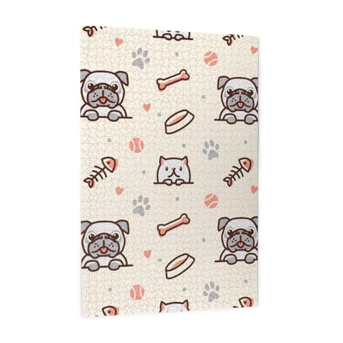 Mops Hund und Katze mit Knochen,1000 Teile Holzpuzzle Familienspiel Puzzle für Erwachsene und Jugendliche Mops Hund und Katze mit Knochen,1000 Teile Holzpuzzle Familienspiel Puzzle für Erwachsene und Jugendliche von YWSOTRE