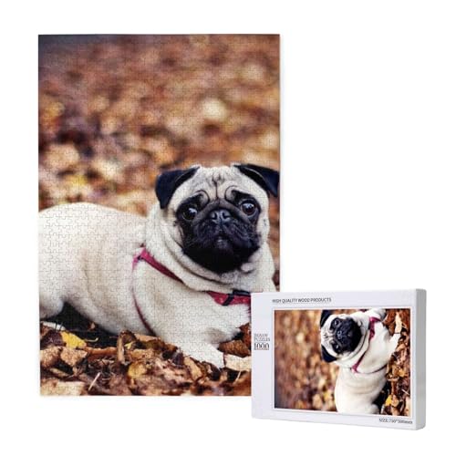 Mops-Welpe,1000 Teile Holzpuzzle Familienspiel Puzzle für Erwachsene und Jugendliche Mops-Welpe,1000 Teile Holzpuzzle Familienspiel Puzzle für Erwachsene und Jugendliche von YWSOTRE